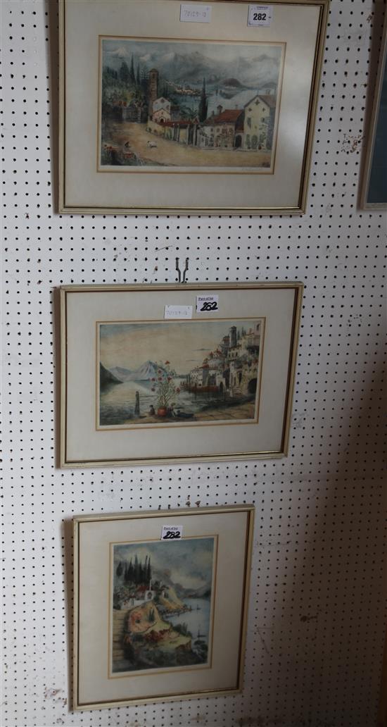 Italian oil landscape and 3 prints(-)